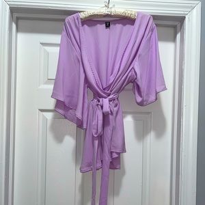 Lavender belted peplum blouse